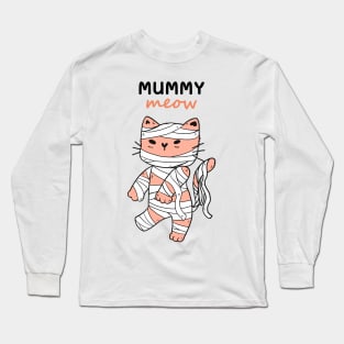 Cute Mummy cat Halloween, gift for cat lover on Halloween day Long Sleeve T-Shirt